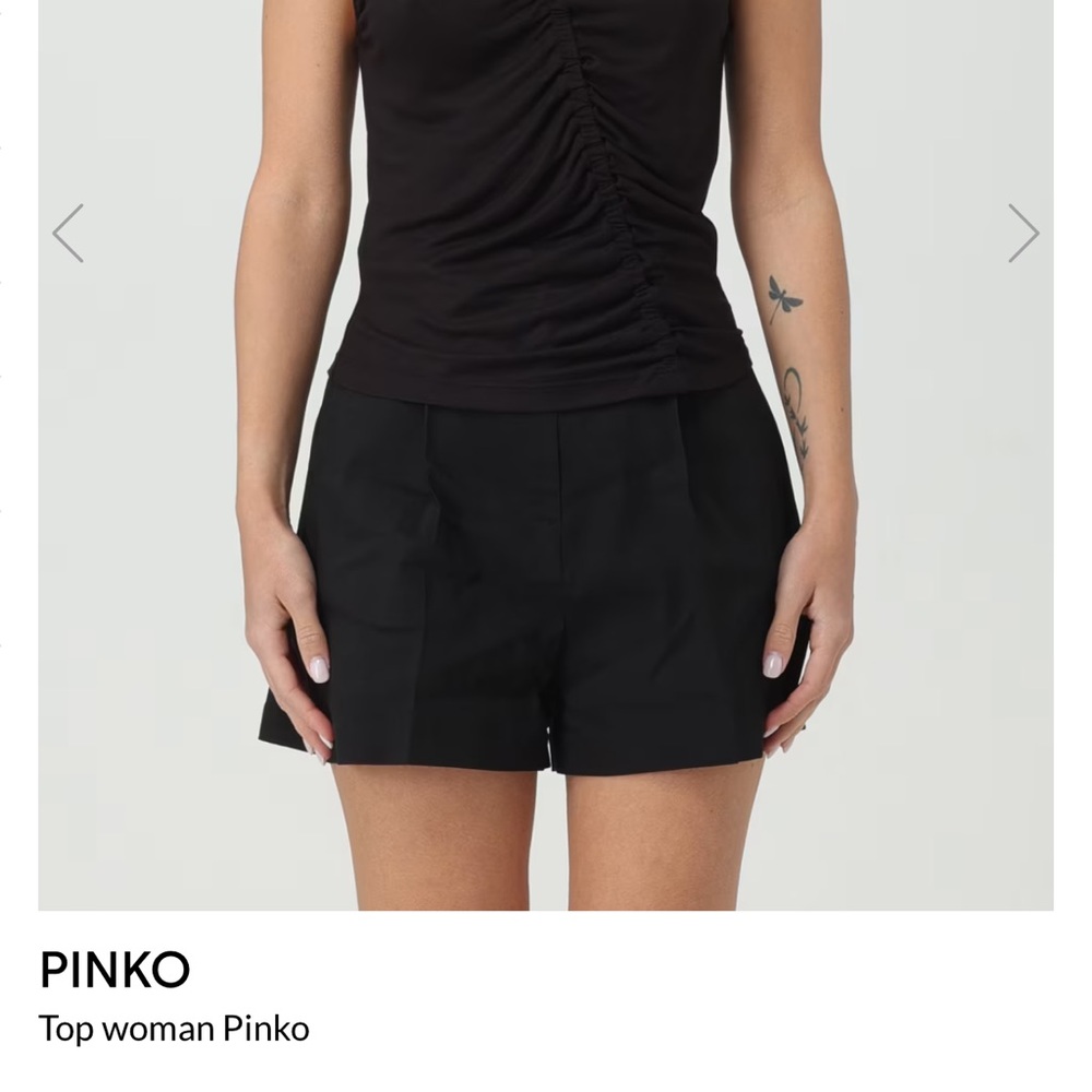 BNWT Pinko Tallo Fluido Jersey Black Ruched Tank Top black XS - Picture 2 of 10